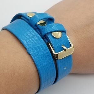 La Mer Collection aqua faux leather wrap bracelet